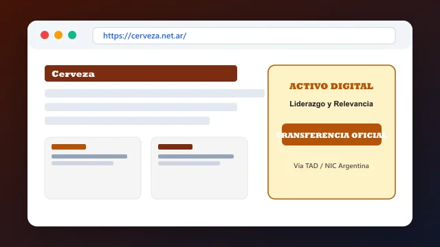 Vista del activo digital estratégico cerveza.net.ar y transferencia formal